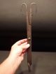 18th C Primitive Antique Hand Forged Wrought Iron Pipe Tongs Hearth Utensil Primitives photo 6