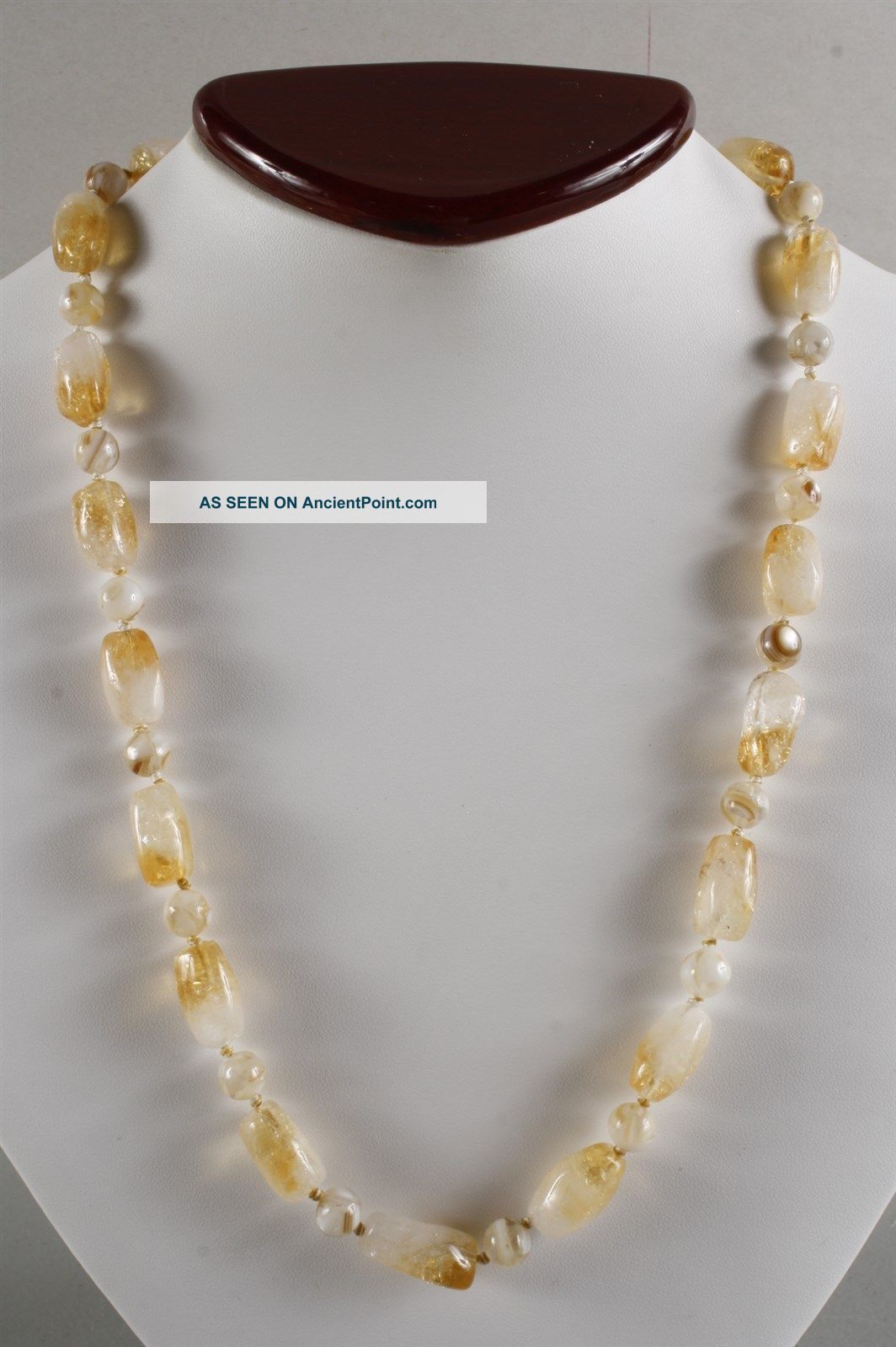 Gorgeous And Vivid Citrine And Round Forme Mother Of Pearl Bead Necklace The Americas photo