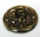 Antique Brass Button Harlequin Sits On Crescent Moon W/ Cut Steel Accents 9/16 