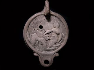 Choice Roman Style Terracotta Oil Lamp,  Love Scene,  Replica photo