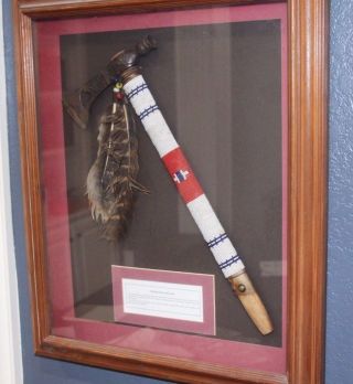 Museum Quality Lakota Ceremonial Pipe Tomahawk / Ax In Shadow Box photo