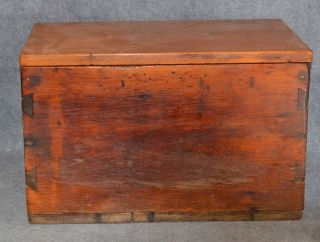 Box Chest Trunk Wood Dovetails Pine Hand Made Primitive Antique photo