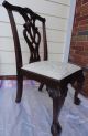Pair Vintage Mahogany Chippendale Ball And Claw Foot Side Accent Chairs Pierced Post-1950 photo 4