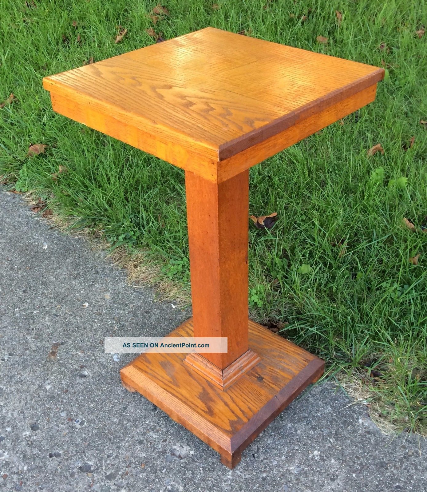 Antique Arts Crafts Mission Oak Pedestal Plant Fern Stand Lamp Accent Table 1900-1950 photo