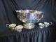 Decorative Silver On Copper Chased Large Heavy Punch Bowl - Lion Handles & Cups Bowls photo 8