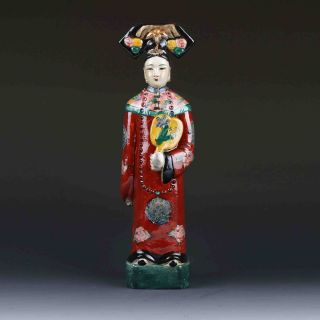 Chinese The Color Porcelain Handwork - Carved Empress Statue G186 photo