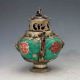 Chinese Antique Porcelain Inlaid Tibetan Silver&monkey Lid Incense Burner X0223 Incense Burners photo 3