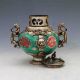 Chinese Antique Porcelain Inlaid Tibetan Silver&monkey Lid Incense Burner X0223 Incense Burners photo 4