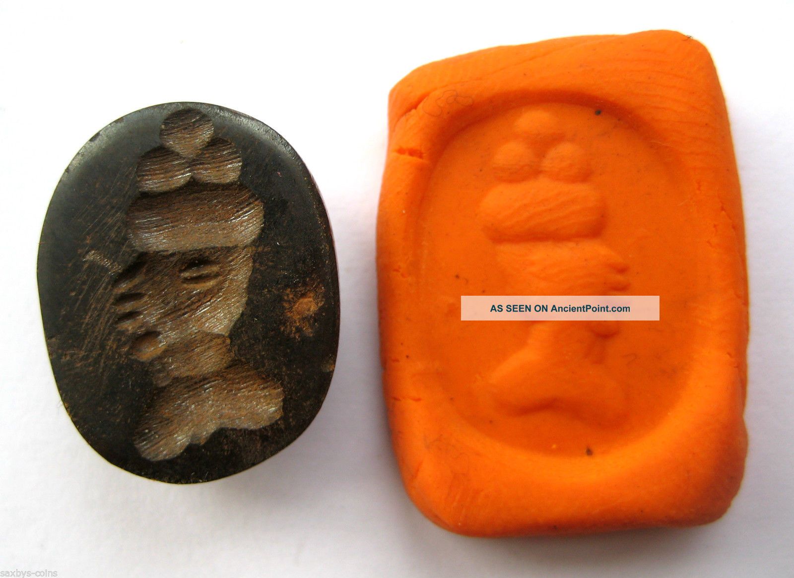 Circa.  400 A.  D Sassanian Empire Zoomorphic Pirite Seal Matrix - Kings Head Detail Near Eastern photo