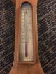 Antique Victorian English Barometer Thermometer Banjo Wood Barometers photo 3