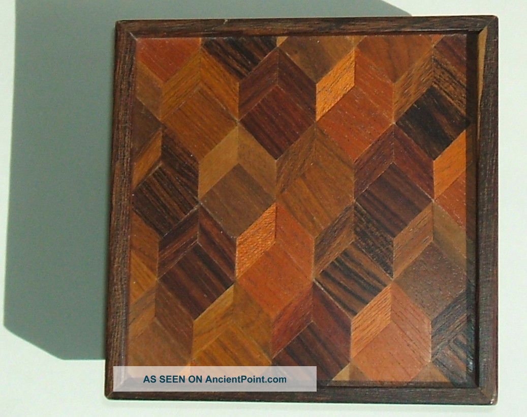 Don S.  Shoemaker Designed Multi - Wood Parquetry Lid Box For Senal,  Mexico Mid-Century Modernism photo