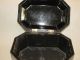 Vintage Chinoiserie Tea Caddy Japanned Black Lacquer Wood Box 2 Lidded Canisters Tea Caddies photo 5