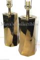 Mid Century Pair Lamps Brass Twisted Sculptural Brutalist Style 27 