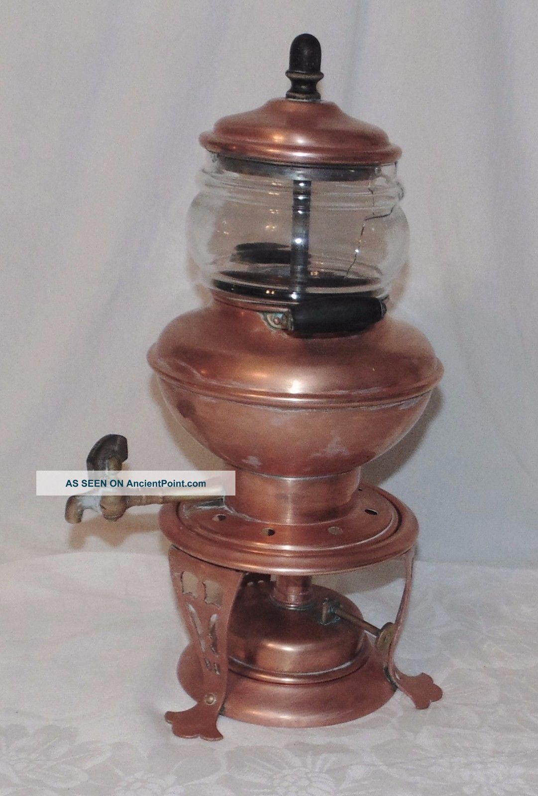 Antique Copper Coffee Pot Percolator Jos Heinrichs Spigot On Stand