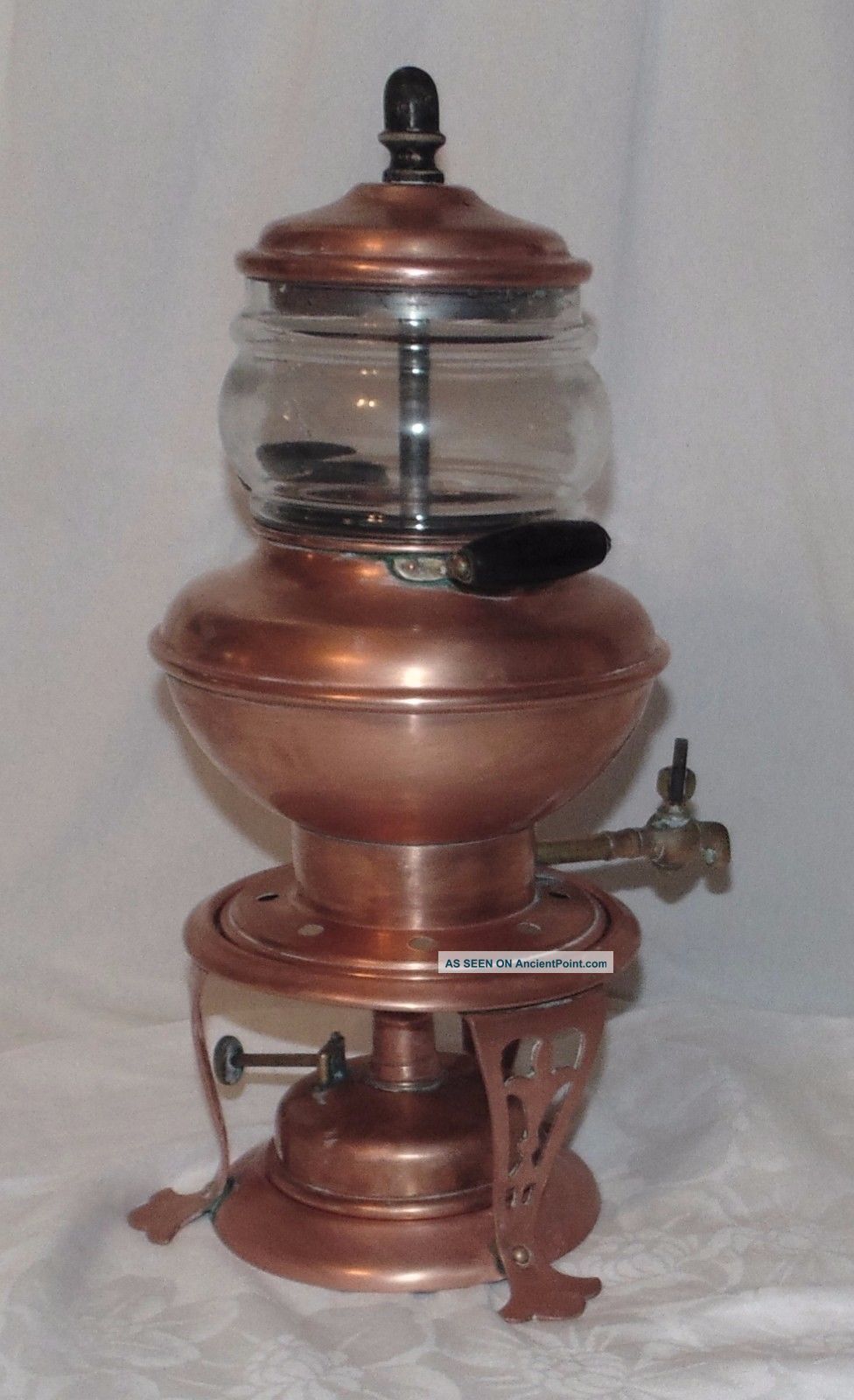 Antique Copper Coffee Pot Percolator Jos Heinrichs Spigot On Stand