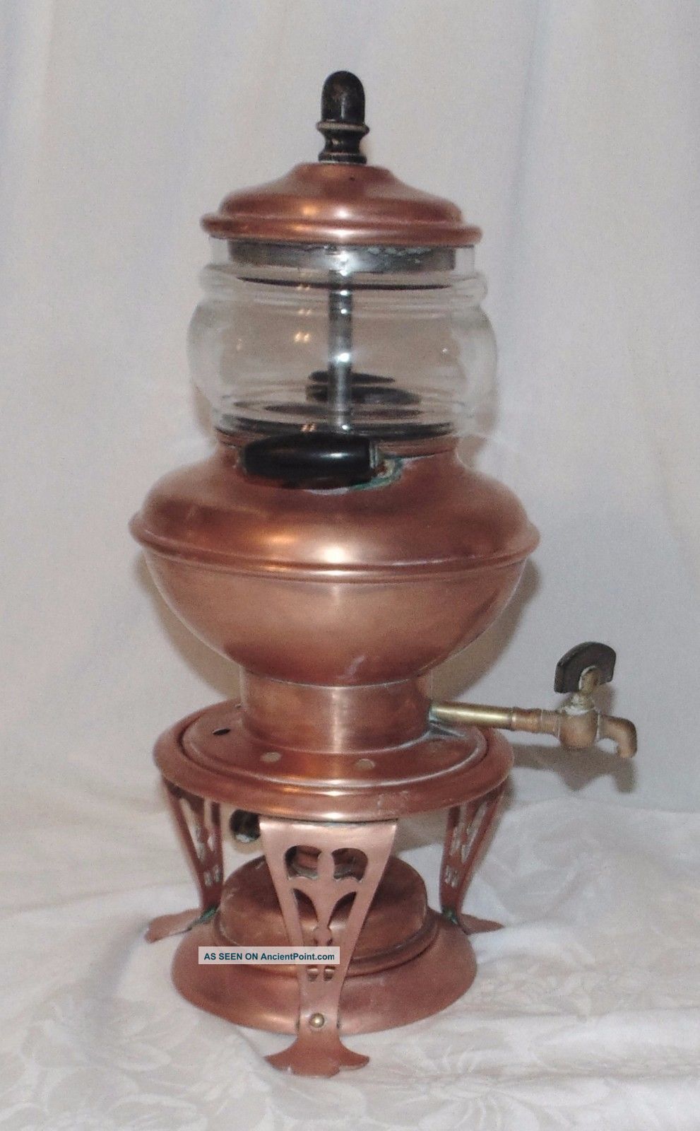 Antique Copper Coffee Pot Percolator Jos Heinrichs Spigot On Stand