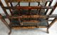 Solid Antique English Tortoise Bamboo Bookcase Plant Stand Asian Birds Floral 1900-1950 photo 3