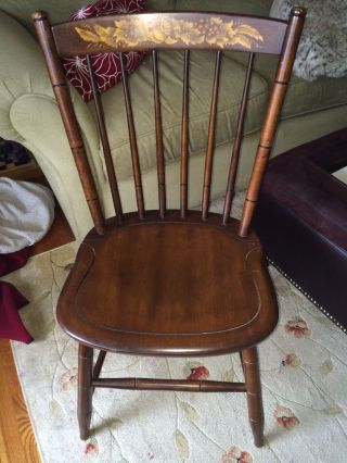 One Vintage L.  Hitchcock Maple Classic Side Chair Grape/leaf Pattern photo