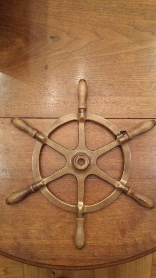 Antique Cast Brass Ship ' S Wheel photo