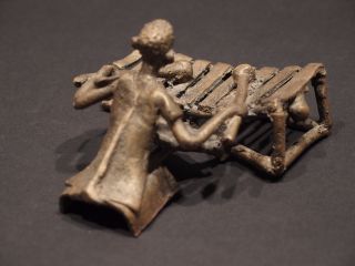 Antique Ashanti African Ghana Gold Weight Akan Musician Bronze Statue Figure photo