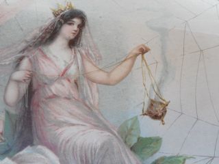 Antique Flue Cover; Lovely Art Nouveau Lady On Rose In Spiderweb,  Fairy Girl photo