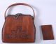 Embossed Leather C.  1910 Arts & Crafts Aesthetic Leather Woman ' S Purse Handbag Arts & Crafts Movement photo 4