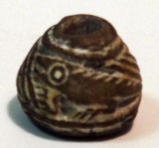 Pre - Columbian Brown Running Lizzard Bead.  Guaranteed Authentic. photo