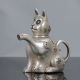 Old Chinese Cupronickel Handwork Cat Shaped Teapot W Xuande Mark Teapots photo 2