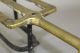 Rare 18th C Brass And Wrought Iron Standing Trivet Rare Pistol Shaped Handle Primitives photo 5