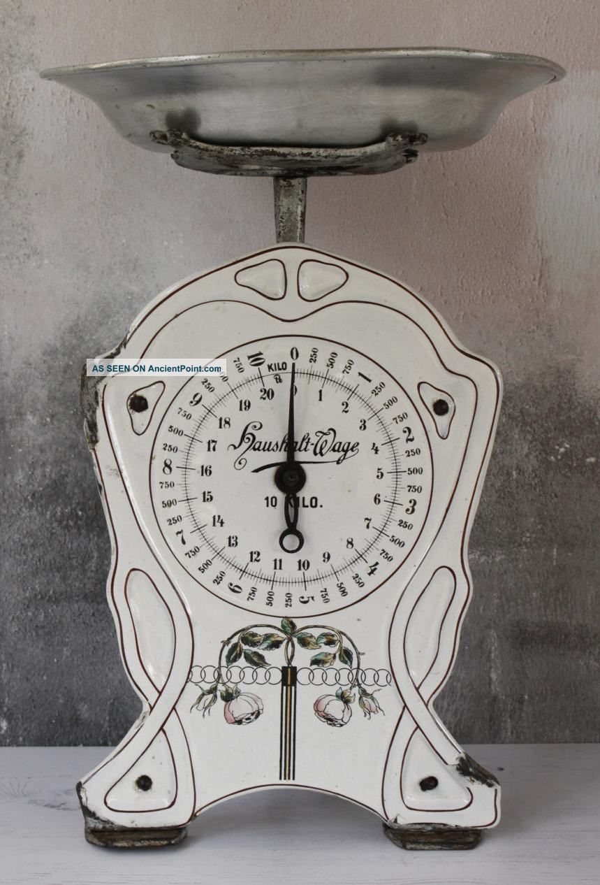 Rare Antique German Haushalt - Wage Scale Cast Iron With White Enamel Face Scales photo