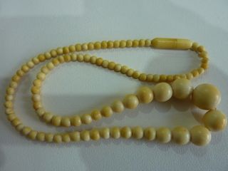 Antique 19th Century Chinese Cantonese Bovine Bone Round Bead Necklace photo