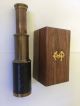 Solid Brass Nautical Collectable Small Telescope With Wood Box Telescopes photo 1