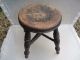 Antique Wooden Stool Bench Seat Children Kids Milking Vintage French Old 1900-1950 photo 8