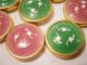 12 Pink & Green Group French Enamel Buttons Nos Buttons photo 1