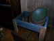 Primitive Early Look Wooden Bin,  (3) Dough Bowls,  Make Do Candle,  Farmhouse Blue Primitives photo 4