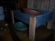 Primitive Early Look Wooden Bin,  (3) Dough Bowls,  Make Do Candle,  Farmhouse Blue Primitives photo 7