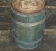 1800s Small Barrel Staved 4 Bands Plug Blue Paint Southern Heart Pine 8 1/2 