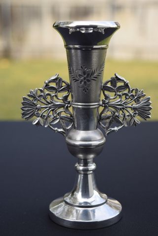 6 - Inch Victorian Era James Walker Tufts Silver Plated Handled Cordial / Bud Vase photo
