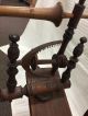 Antique Primitive Wood Colonial Spinning Wheel With 20 