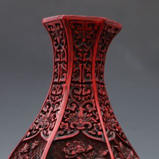 Oriental Vintage Delicate Lacquer Hand - Carved Flower Vase Csyb171 photo