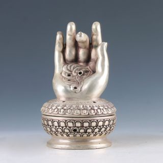 Collectable Cupronickel Hand Carved Hand & Lotus Incense Burner photo