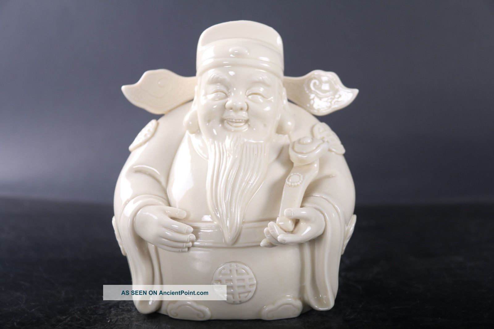 China Hand Carved White Porcelain Jingdezhen Lucky God Statue Decorate J75 Men, Women & Children photo