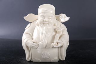 China Hand Carved White Porcelain Jingdezhen Lucky God Statue Decorate J75 photo