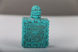 OLD CHINESE TURQUOISE RESIN PURE HAND CARVED ANCIENT PEOPLE SNUFF BOTTLE