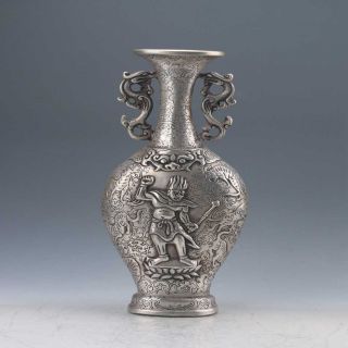 Chinese Tibetan Silver Hand - Carved Vase Z213 photo