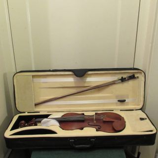 Antique Violin With Bow And Case photo