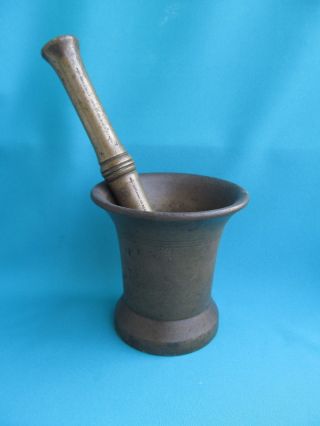 1893 Year Antique Russian Bronze Mortar And Pestle Weight Of 4100 Grams. photo