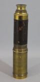 19thc Antique 3 - Draw Brass & Leather,  Clear Telescope, Telescopes photo 1