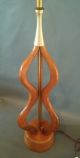 Vintage Mid Century Modern Table Lamp Post - 1940 Wood Gold Metal Brown 1960 ' S Lamps photo 2