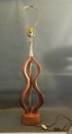 Vintage Mid Century Modern Table Lamp Post - 1940 Wood Gold Metal Brown 1960 ' S Lamps photo 4
